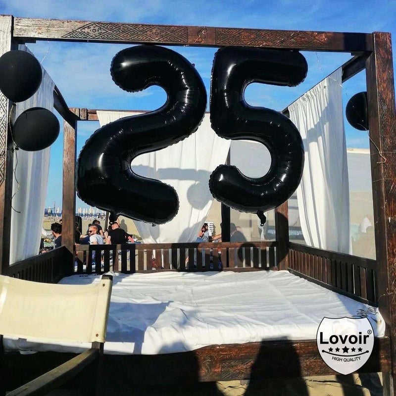 لافوار بالونات سوداء بأرقام 27، 40 بوصة، بالونات عملاقة برقم 27، بالونات من رقائق مايلر هيليوم سوداء اللون لحفلات أعياد الميلاد السابعة والعشرين، لوازم حفلات الذكرى السنوية، ديكورات الاحتفالات - Image 4